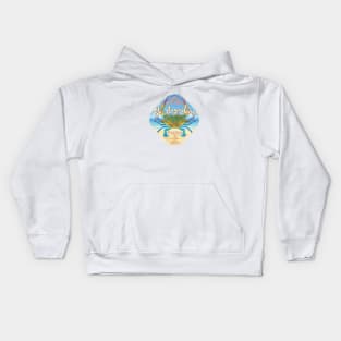 St. Augustine, Florida, with Blue Crab on Beach Kids Hoodie